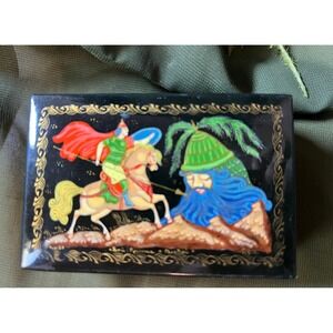 Russian Hand Painted Lacquer Jewelry Box